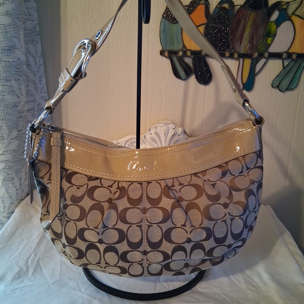 Coach F13740 Beige/Brown Soho Signature Shoulder Bag